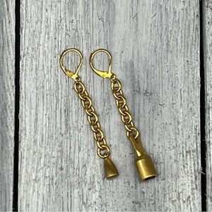 198. Vintage Mechanical Piece Charms on Goldtone Cable Chain Dangle Earrings.